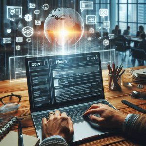 Людина працює на нутбуці, де відкритий ФОРУМ УСПІШНЕ ПРАЦЕВЛАШТУВАННЯ ТА КАР’ЄРА В НІМЕЧЧИНІ